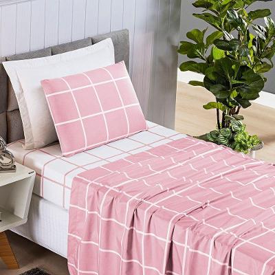 Jogo De Lençol Solteiro Micropercal 200 Fios Dustin 3 Peças - Rosa