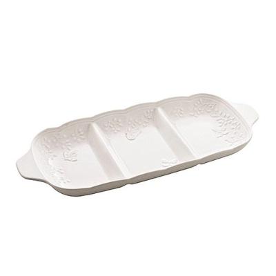 Petisqueira C/3 Divisorias De Porcelana New Bone Butterfly