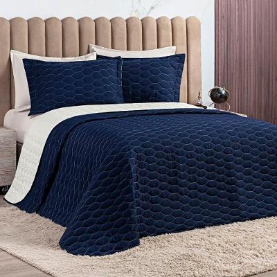 Cobre Leito King Dallas Micropercal 200 Fios Dupla Face 3 Peças - Azul Marinho