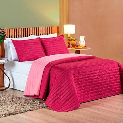 Cobre Leito King Mult Colors Dupla Face Micropercal 200 Fios 3 Peças - Pink-rosa