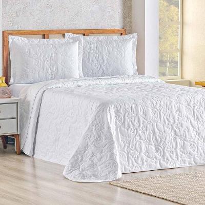 Cobre Leito Queen Bouti Mavie Floral 180 Fios 3 Peças - Branco