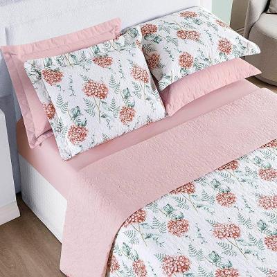 Cobre Leito Casal Padrão Cotton Select Dupla Face 200 Fios 3 Peças - Hortência