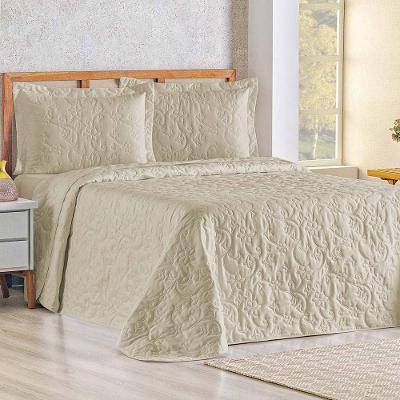 Cobre Leito Queen Bouti Mavie Floral 180 Fios 3 Peças - Caqui