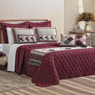 Kit Cobre Leito Queen Turin Com Almofadas E Peseira 180 Fios 10 Peças - Vinho