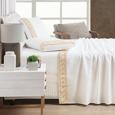 Jogo De Lençol Casal Padrão Supreme Percal 400 Fios Acetinado 4 Peças - Off White