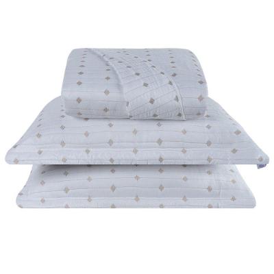 Cobre Leito King Decor Bordado 200 Fios 3 Peças - Branco