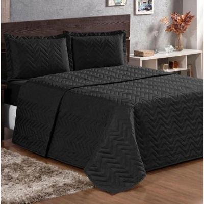 Cobre Leito King Pratic Lisa 3 Peças - Preto