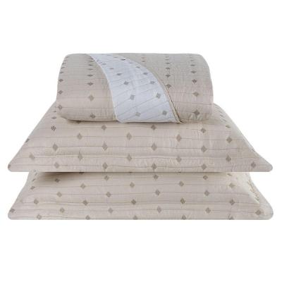 Cobre Leito Casal Padrão Decor Bordado 200 Fios 3 Peças - Avela