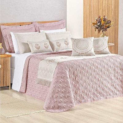 Kit Cobre Leito Queen Turin Com Almofadas E Peseira 180 Fios 10 Peças - Rose