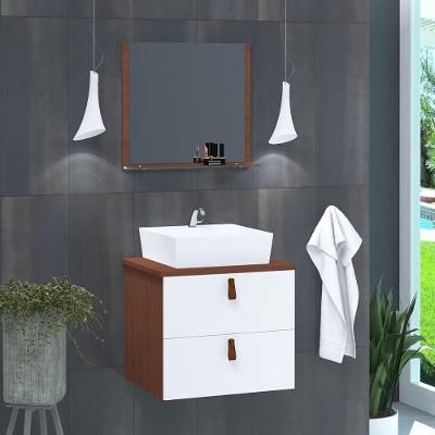 Gabinete De Banheiro Suspenso 2 Gavetas Berlim 45cm Natura E Branco - Branco