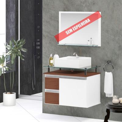 Gabinete Banheiro 2 Gavetas 1 Porta Diamante 60cm - Natura - Marrom