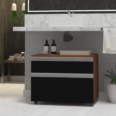 Gabinete Inferior 60cm 2 Gavetas Safira - Preto - Preto