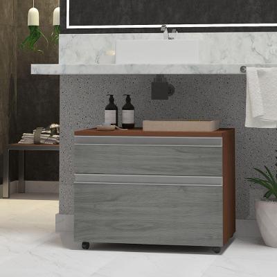 Gabinete Inferior 60cm 2 Gavetas Safira - Cinza Rovere - Cinza