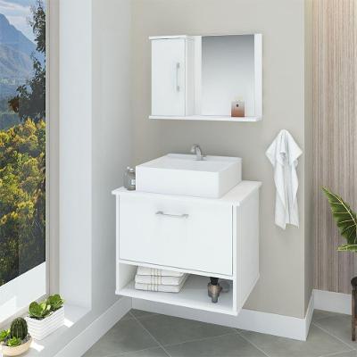 Conjunto Gabinete Banheiro Superior E Inferior 2 Portas 1 Nicho Malibu - Branco - Branco