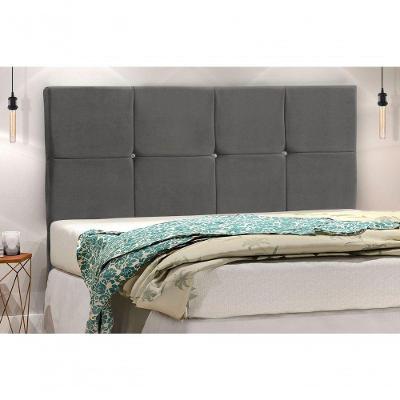 Cabeceira Civic Estofada Com Botão De Strass Para Cama Box Casal 144cm Chumbo