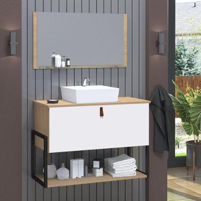 Gabinete De Banheiro Vegas 1 Prateleira 1 Porta 80cm Freijó E Branco - Branco