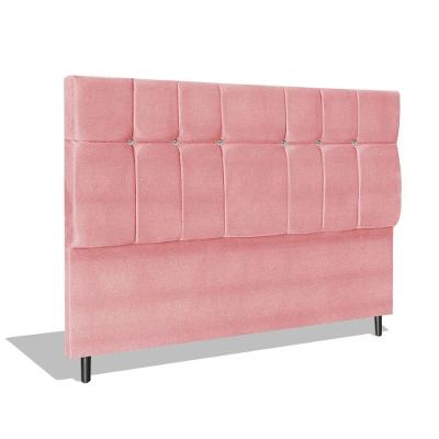 Cabeceira Estofada Box Casal King Size Encosto Para Cama Audi X1 195x126 Cm Rosa