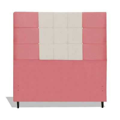 Cabeceira Estofada Box Casal Queen Size Encosto Para Cama Maveric 164x126 Cm Composê Rosa/bege
