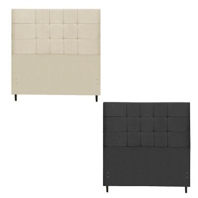 Kit Cabeceira Maveric Estofada Casal 144cm New Foam Botão Tecido + Cabeceira Maveric Solteiro 94cm Preto