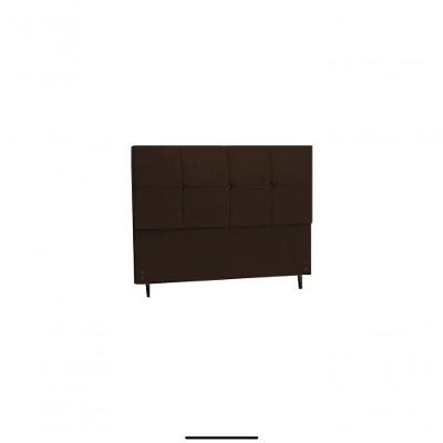 Cabeceira Civic Estofada Com Botão De Strass Para Cama Box Casal 144cm Marrom
