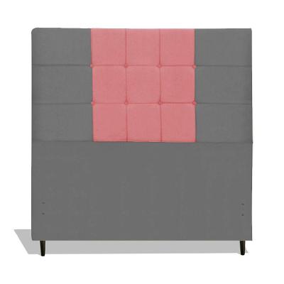 Cabeceira Estofada Box Casal Encosto Para Cama Maveric 144x126 Composê Cinza/rosa