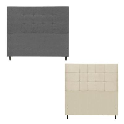 Kit Cabeceira Maveric Estofada Casal 144cm Chumbo Botão Tecido + Cabeceira Maveric Solteiro 94cm New Foam