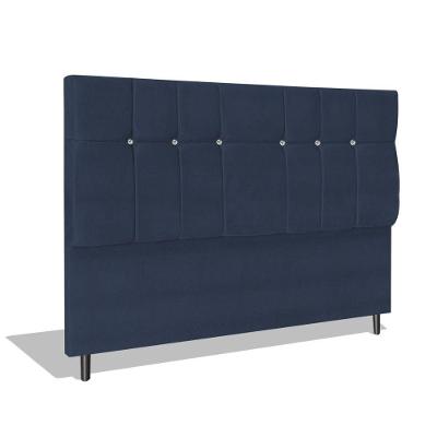 Cabeceira Estofada Box Casal Queen Size Encosto Para Cama Audi X1 164x126 Cm Azul Marinho