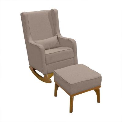 Poltrona De Amamentação Aquila Retro Com Puff Élpis Móveis Veludo Cappuccino