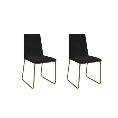 Kit 2 Cadeiras De Jantar Cozinha Industrial Lexa Veludo Élpis Móveis Preto Dourada
