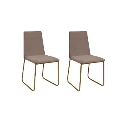 Kit 2 Cadeiras De Jantar Cozinha Industrial Lexa Veludo Élpis Móveis Dourada Capuccino