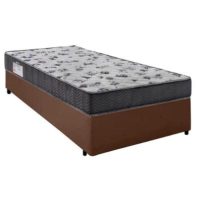 Cama Box Solteiro Sintético + Colchão De Molas Ensacadas - Sereneprime - 88x188x58cm Marrom
