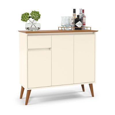 Aparador Buffet Veneza 3 Portas 1 Gaveta 93cm Ej Móveis Off White-freijó