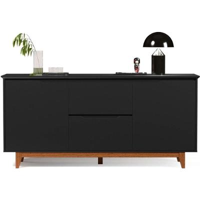 Balcão Buffet Flow 2 Portas 2 Gavetas 163cm Ej Móveis Preto