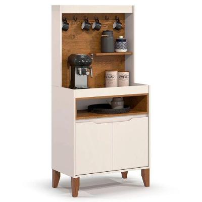 Armário Multiuso Cantinho Do Café Flow 2 Portas Ej Móveis Off White-freijó