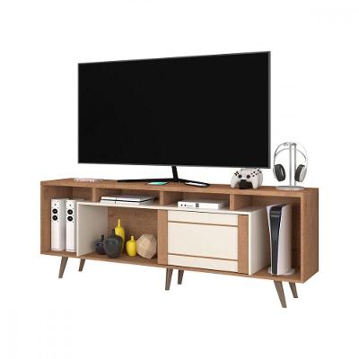 Rack Para Tv 75 Pol Roma 1 Porta 1 Prateleira Atualle Móveis Canelato Rust Natura Off White