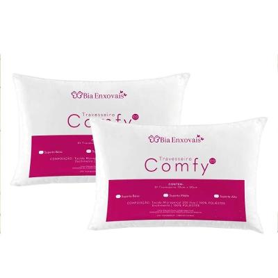 Kit Travesseiros Comfy Suporte Médio Fibra Siliconizada 500 Gramas 70cm X 50cm - 2 Unidades