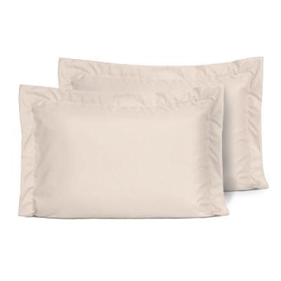 Kit Fronhas Slim Com 3 Abas Percal 200 Fios 50cm X 70cm 2 Peças - Bege