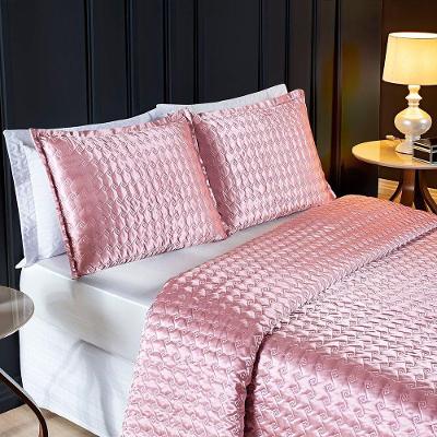 Cobre Leito Queen Shine Cetim Charmousse 3 Peças - Rose