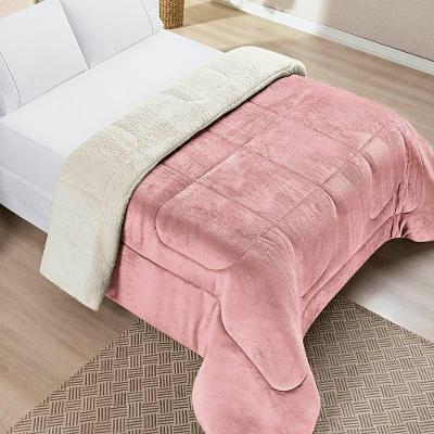 Edredom Queen Coberdrom Dupla Face Sherpa Mantinha Everest - Rosa Chiclete
