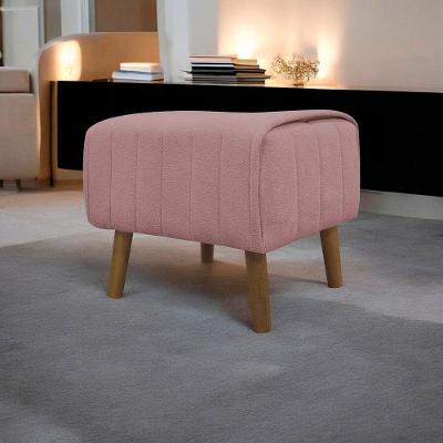 Puff Decorativo Retangular Verso Bouclé Premium - Rose Buclê