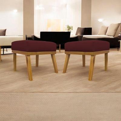 Kit 2 Puffs Decorativos Firenze Retangular - Bordo Corino