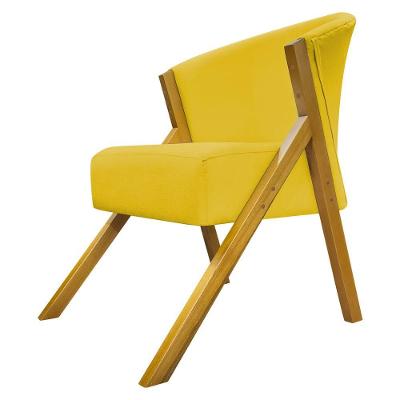 Poltrona Decorativa You Suede Braça Amadeirada - Amarelo Suede