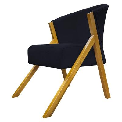 Poltrona Decorativa You Suede Braça Amadeirada - Preto Suede