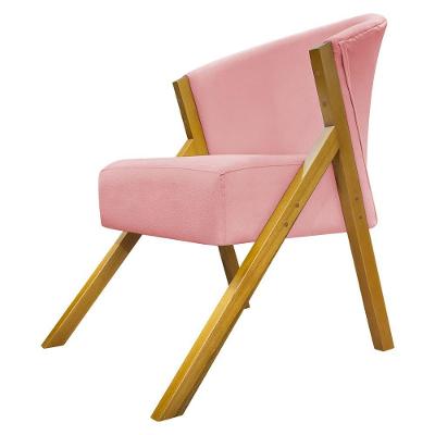 Poltrona Decorativa You Suede Braça Amadeirada - Rosê Suede
