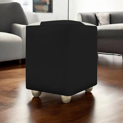 Puff Decorativo Quadrado Penteadeira Urban - Preto-Bege Corino