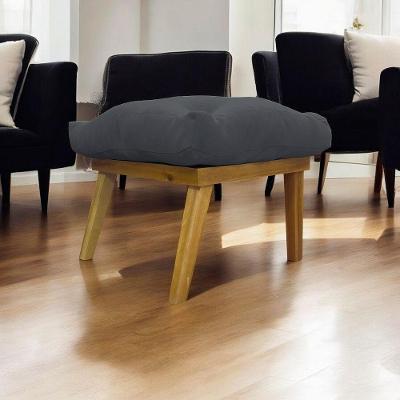 Puff Marty Decorativo Retangular Linho - Cinza Linho