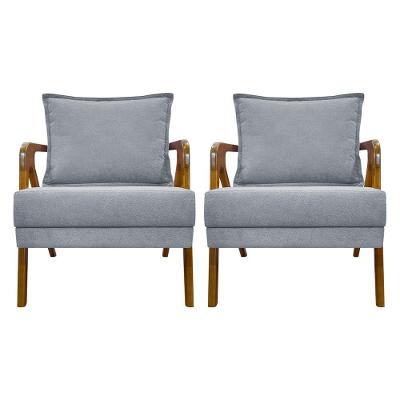 Kit 2 Poltronas Decorativas Shine Bouclé Premium - Cinza Buclê