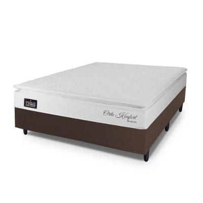 Conjunto Box Casal Hellen Orto Konfort Espuma D33 Pillow Top Branco