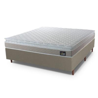 Conjunto Box Baú Casal Hellen Espuma Premium D33 Bege