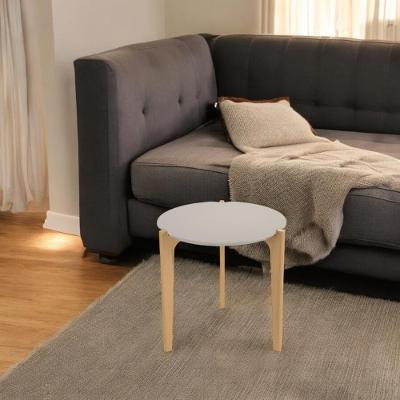 Mesa Lateral Florida 0,60 Off White Perolizado Freijó Lukaliam